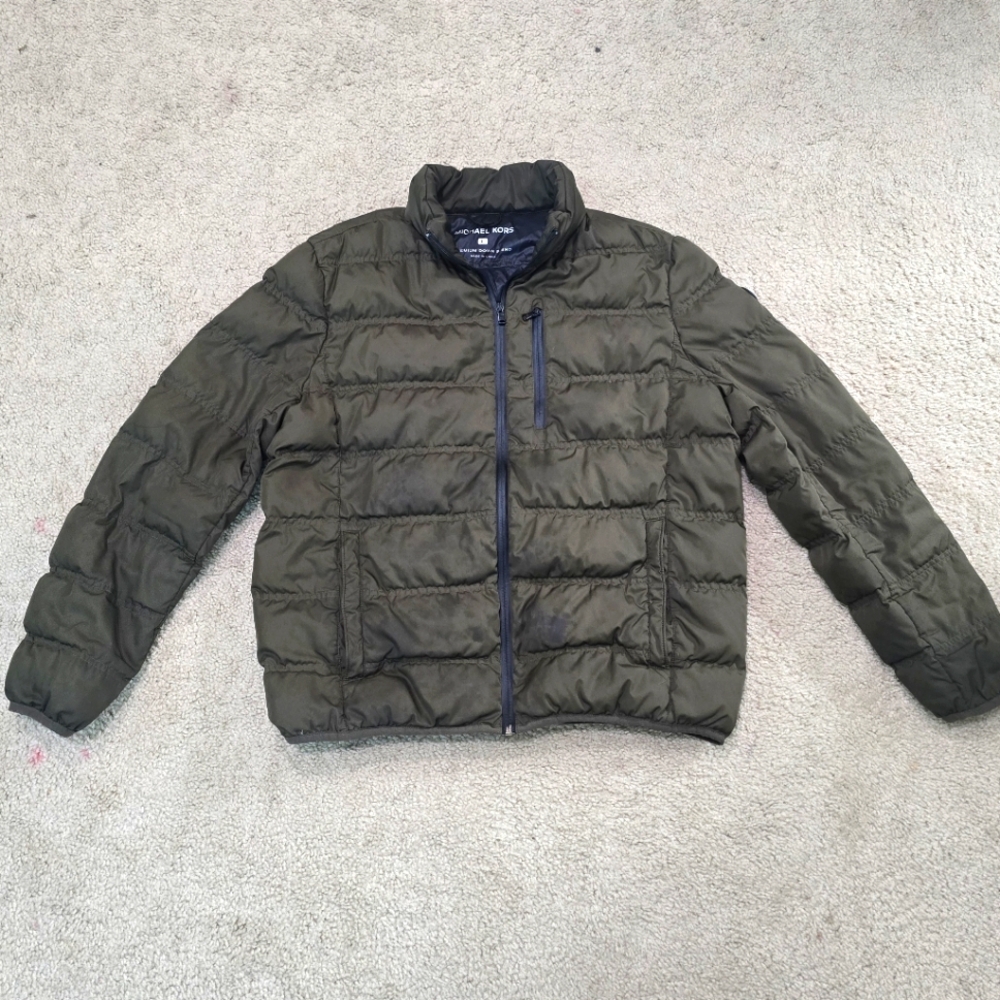 Womens Michael Kors Down Jacket Packable Puffer Style Coat Size Large Dark Green
